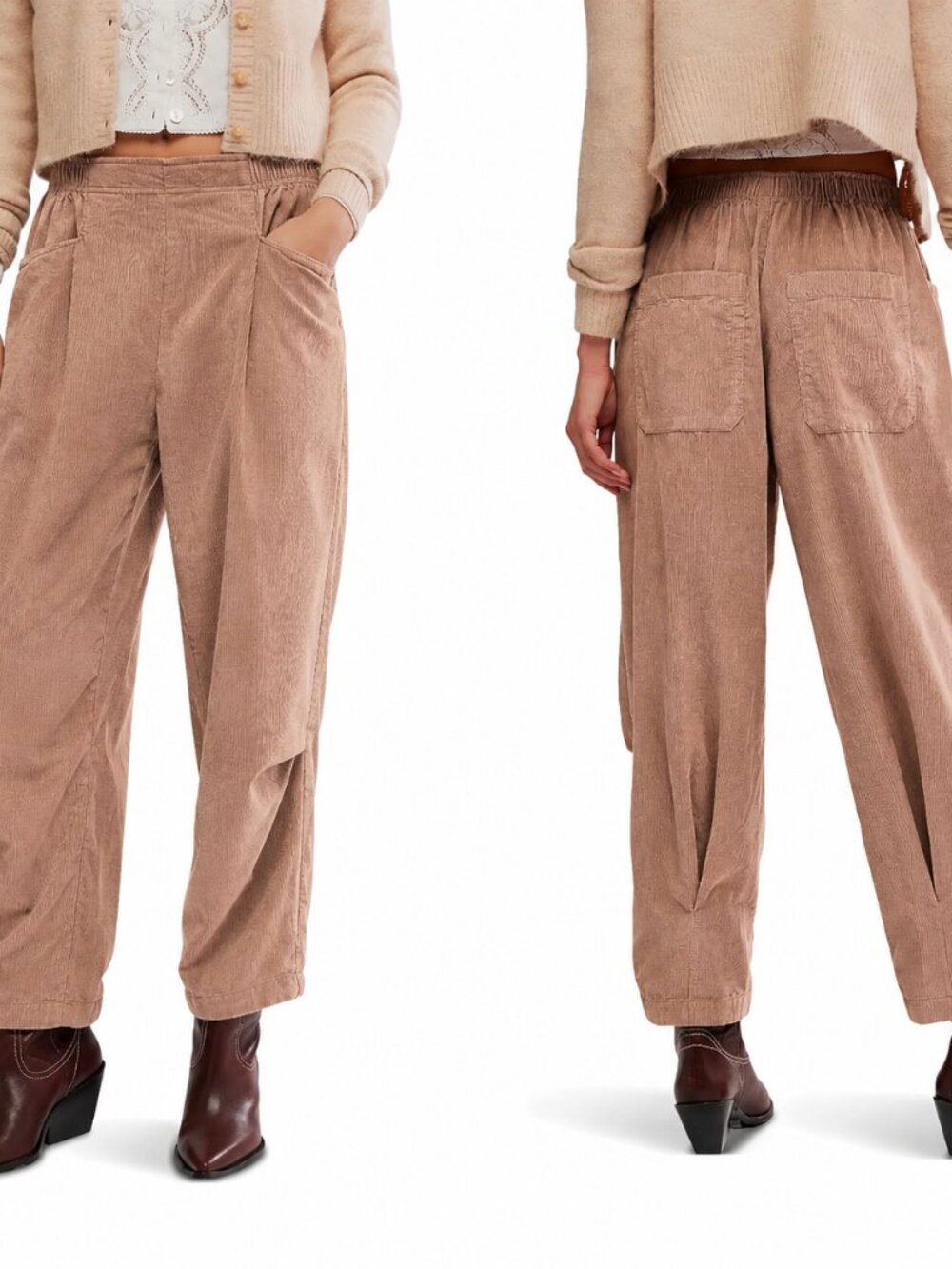NWT Free People We The Free Apricot Corduroy Barrel Pants Size S (Fits M)